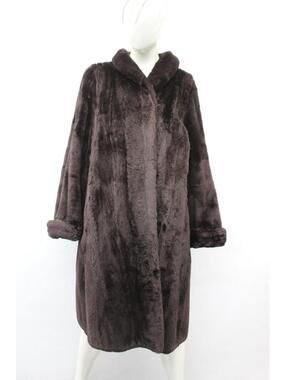 Excellent Brown Sheared Beaver Fur Coat Jacket Women Woman Size 8-10 Medium